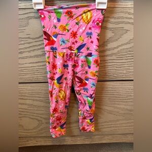 Muse Threads Floral Pink Kids Leggings with charming floral and hummingbirds